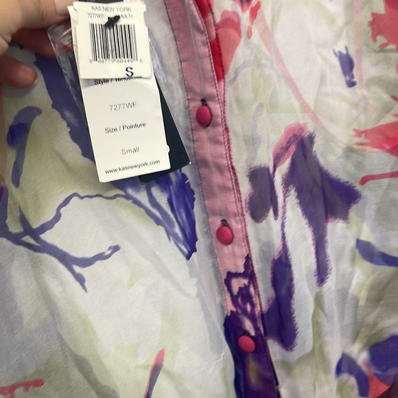 Kas New York Floral Button down blouse New sheer purple pink - Picture 4 of 8
